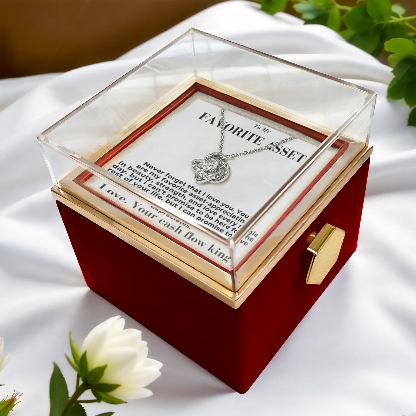 To My Favorite Asset - My Love Never Depreciates - Love Knot with Rotating Rose Gift Box From Your Cash Flow King .