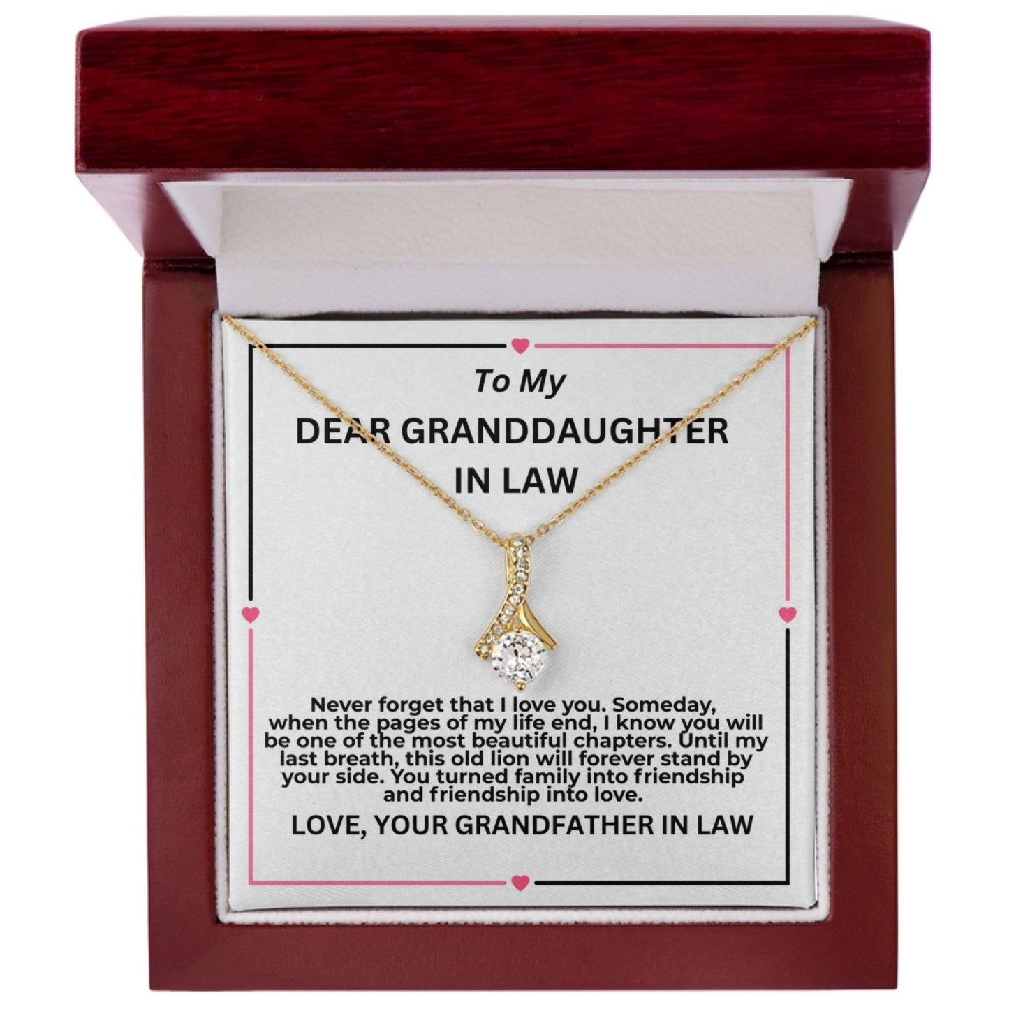 To My Granddaughter In Law Pages Of My Life Personalised Alluring Beauty Necklace From Garndfather In Law