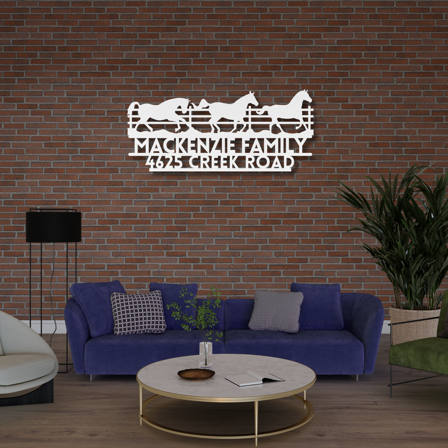 Custom Metal Horse Wall Art & Family Name Sign - Farmhouse Decor with House Numbers