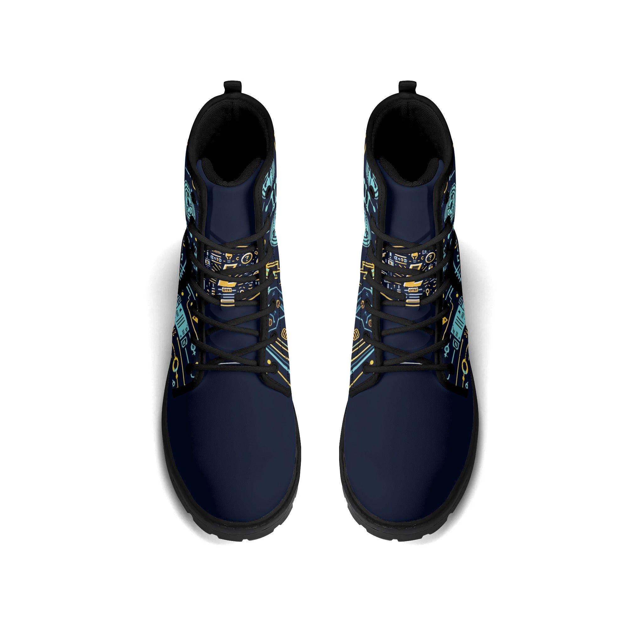 Eco-Friendly All-Over Printed Shoes - Electricians Upgraded Black Outsole Leather Boots