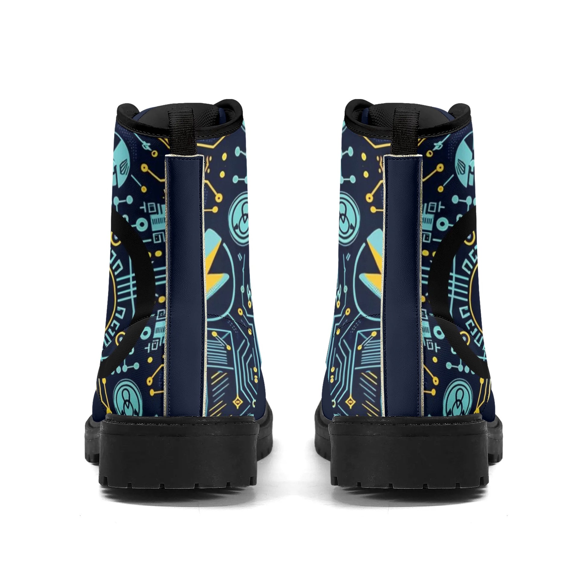 Eco-Friendly All-Over Printed Shoes - Electricians Upgraded Black Outsole Leather Boots