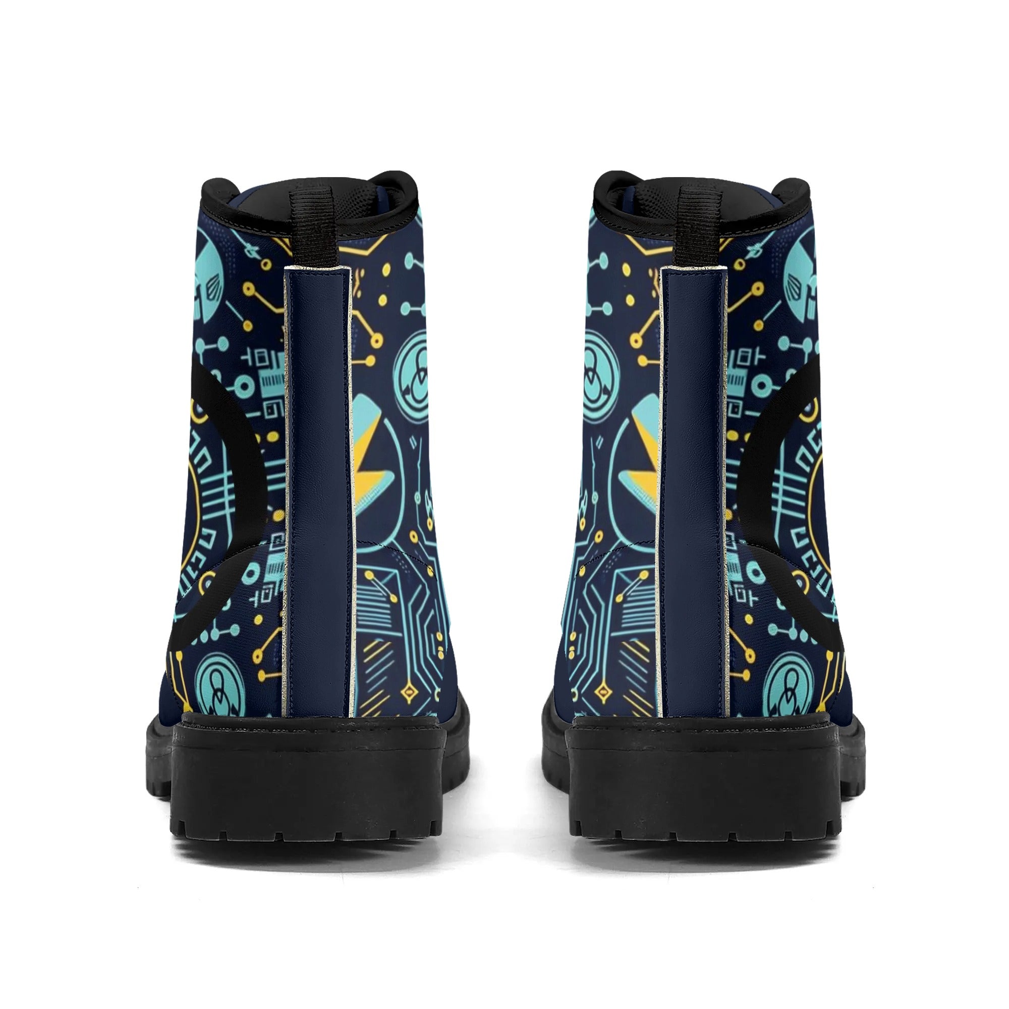 Eco-Friendly All-Over Printed Shoes - Electricians Upgraded Black Outsole Leather Boots