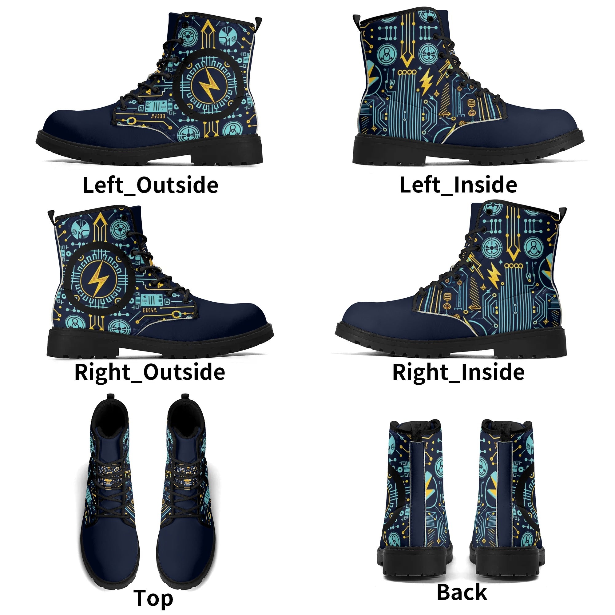 Eco-Friendly All-Over Printed Shoes - Electricians Upgraded Black Outsole Leather Boots