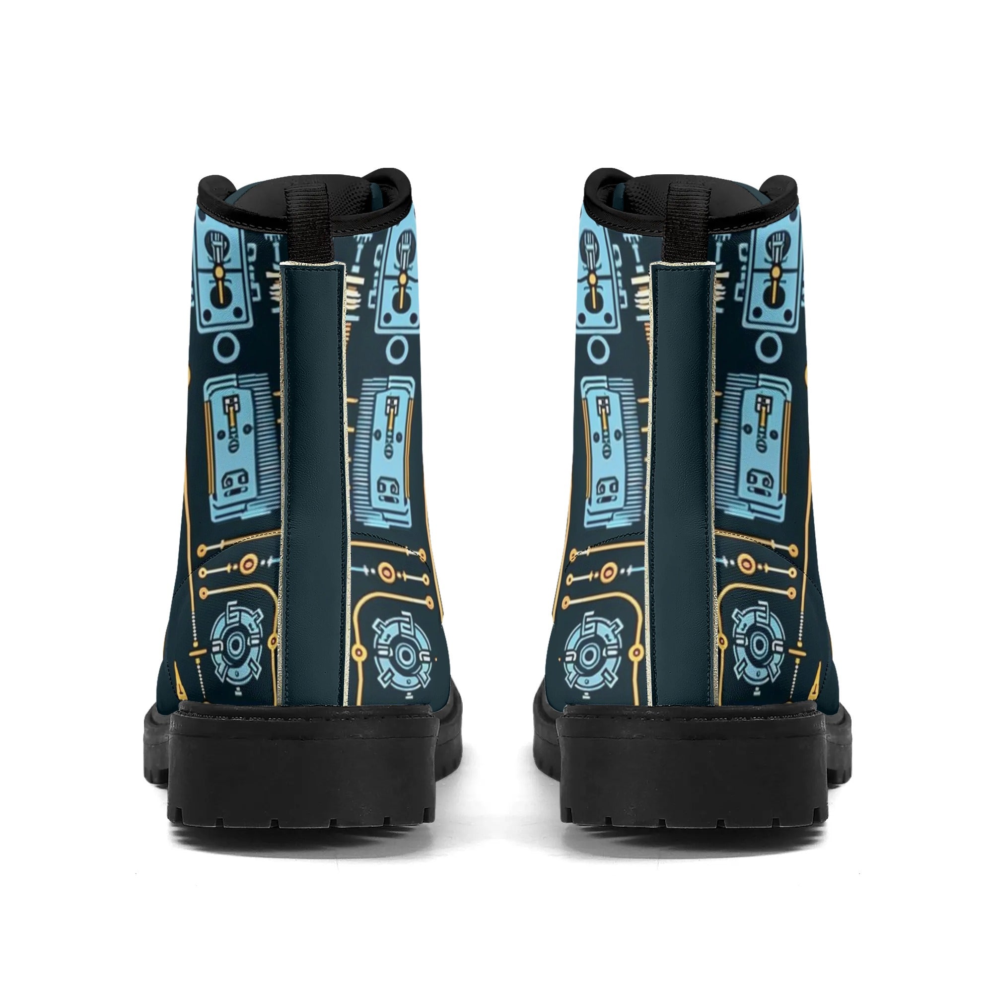 Custom Printed Eco-Friendly Shoes for All Seasons - Durable & Waterproof - Electricians Upgraded Black Outsole Leather Boots