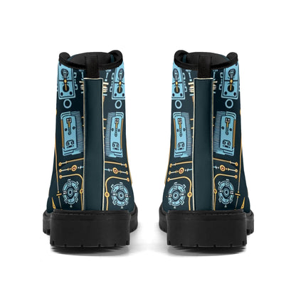Custom Printed Eco-Friendly Shoes for All Seasons - Durable & Waterproof - Electricians Upgraded Black Outsole Leather Boots