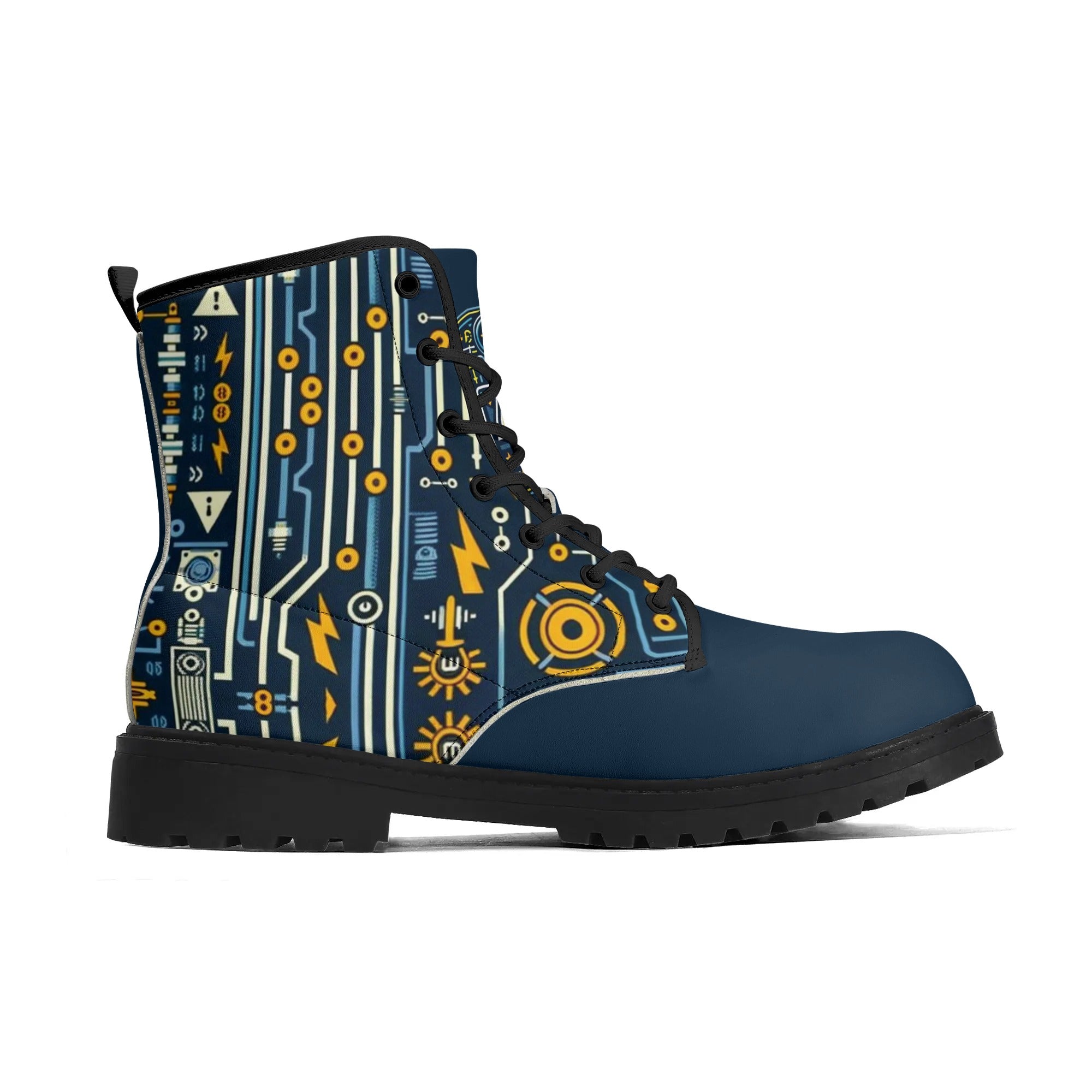 Custom Eco-Friendly Printed Shoes for All Seasons - Waterproof, and DurableMens Upgraded Black Outsole Leather Boots for Electricians