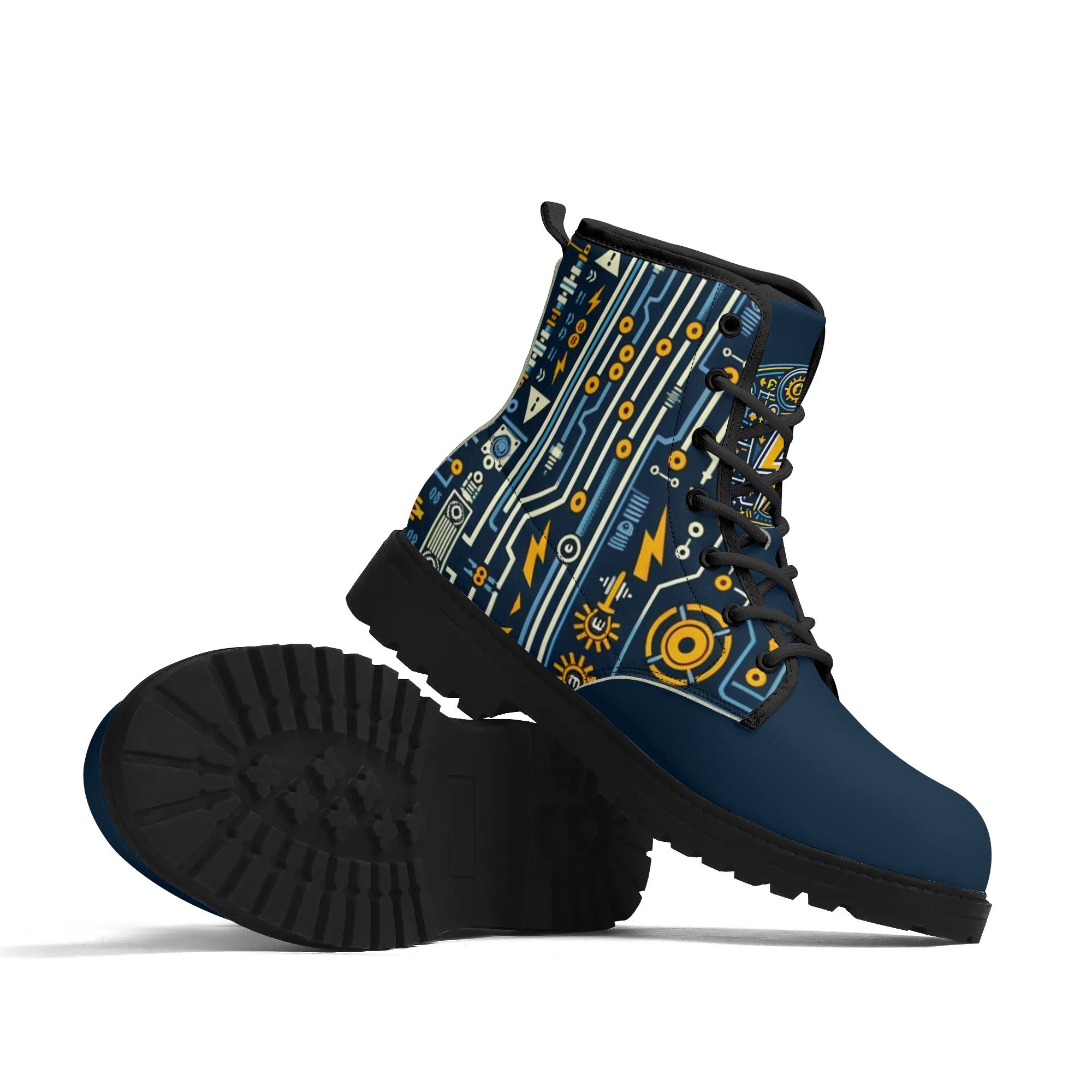 Custom Eco-Friendly Printed Shoes for All Seasons - Waterproof, and DurableMens Upgraded Black Outsole Leather Boots for Electricians