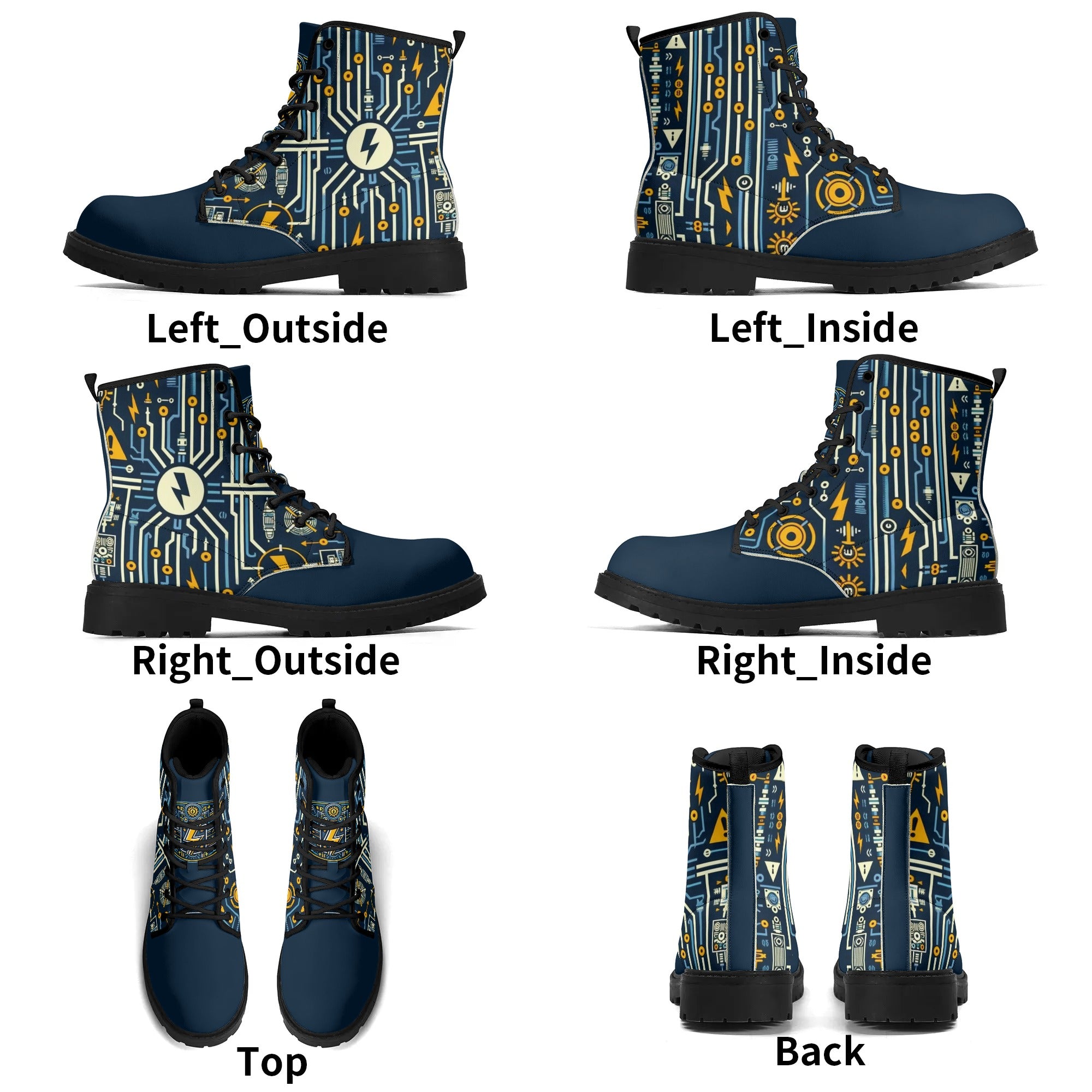 Custom Eco-Friendly Printed Shoes for All Seasons - Waterproof, and DurableMens Upgraded Black Outsole Leather Boots for Electricians