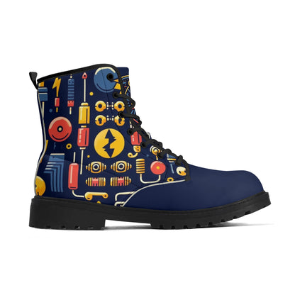 All-Season Eco-Friendly Custom Printed Shoes - Durable, Waterproof Footwear -  Electricians Upgraded Black Outsole Leather Boots