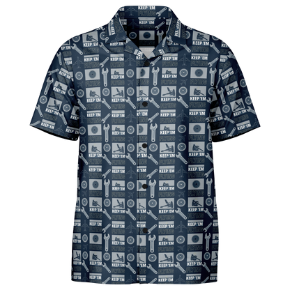 Spread Collar Short Sleeve Keep Them Flying Button-Down Shirt For Aircraft Mechanic