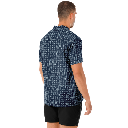 Spread Collar Short Sleeve Button-Down Shirt Aircraft Mechanics- AOP