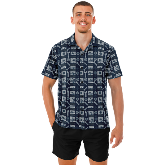 Spread Collar Short Sleeve Keep Them Flying Button-Down Shirt For Aircraft Mechanic