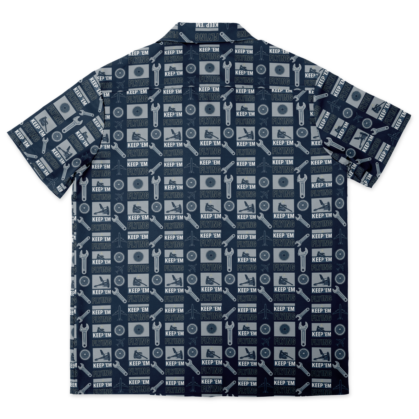 Spread Collar Short Sleeve Button-Down Keep Them Flying Theme Shirt For Aircraft Mechanic