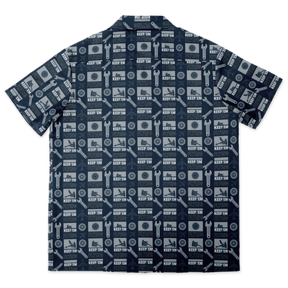Spread Collar Short Sleeve Button-Down Keep Them Flying Theme Shirt For Aircraft Mechanic