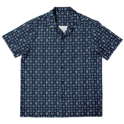 Spread Collar Short Sleeve Button-Down Shirt Aircraft Mechanics- AOP