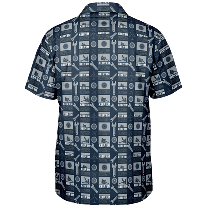 Spread Collar Short Sleeve Keep Them Flying Button-Down Shirt For Aircraft Mechanic