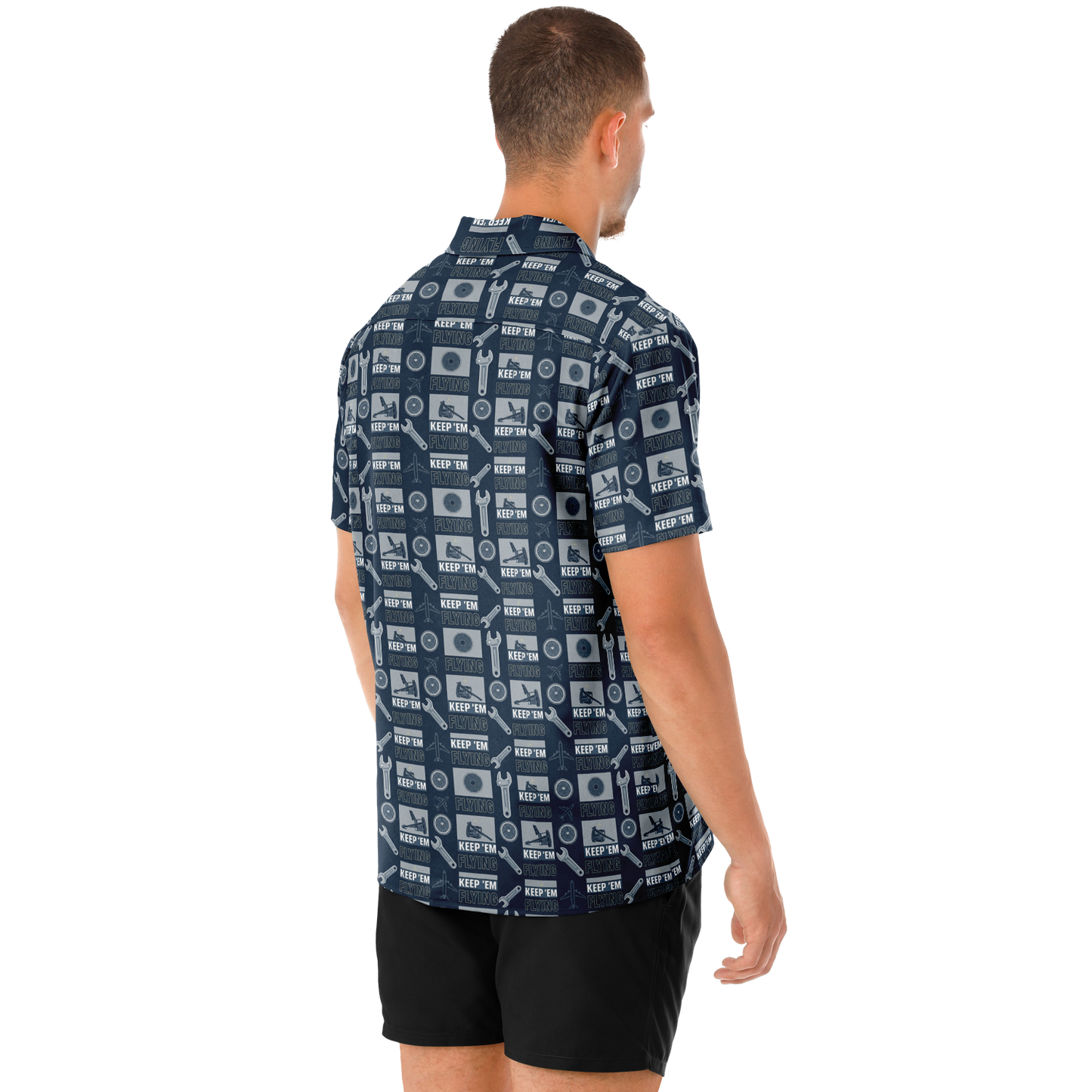 Spread Collar Short Sleeve Keep Them Flying Button-Down Shirt For Aircraft Mechanic