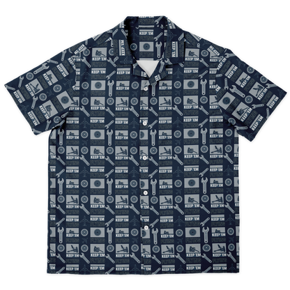 Spread Collar Short Sleeve Button-Down Keep Them Flying Theme Shirt For Aircraft Mechanic