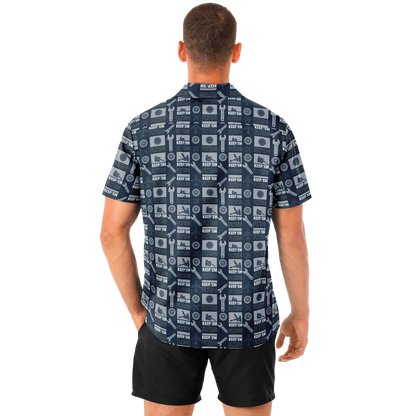 Spread Collar Short Sleeve Button-Down Keep Them Flying Theme Shirt For Aircraft Mechanic