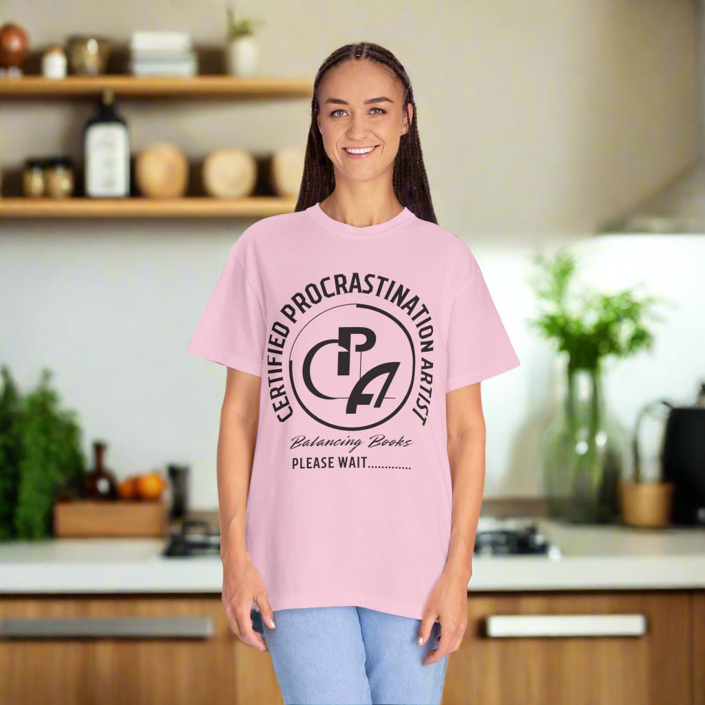 Certified Procrastination Artist Unisex Fun T-Shirt Gift for Accountant , Public Certified Accountant.