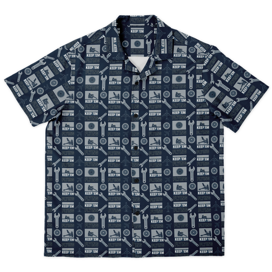 Spread Collar Short Sleeve Keep Them Flying Button-Down Shirt For Aircraft Mechanic