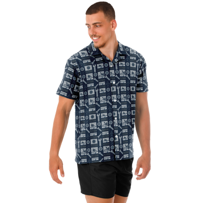 Spread Collar Short Sleeve Button-Down Keep Them Flying Theme Shirt For Aircraft Mechanic