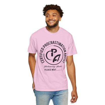 Certified Procrastination Artist Unisex Fun T-Shirt Gift for Accountant , Public Certified Accountant.