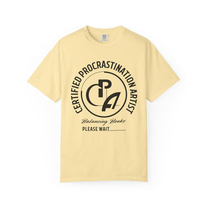 Certified Procrastination Artist Unisex Fun T-Shirt Gift for Accountant , Public Certified Accountant.