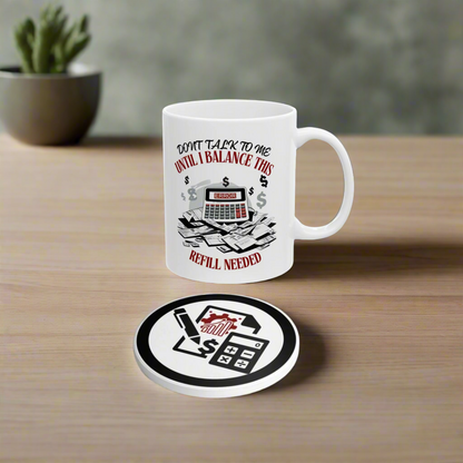 Themed Ceramic Coaster Set Gift for Accountant, Accounting Office Decor Essentials.