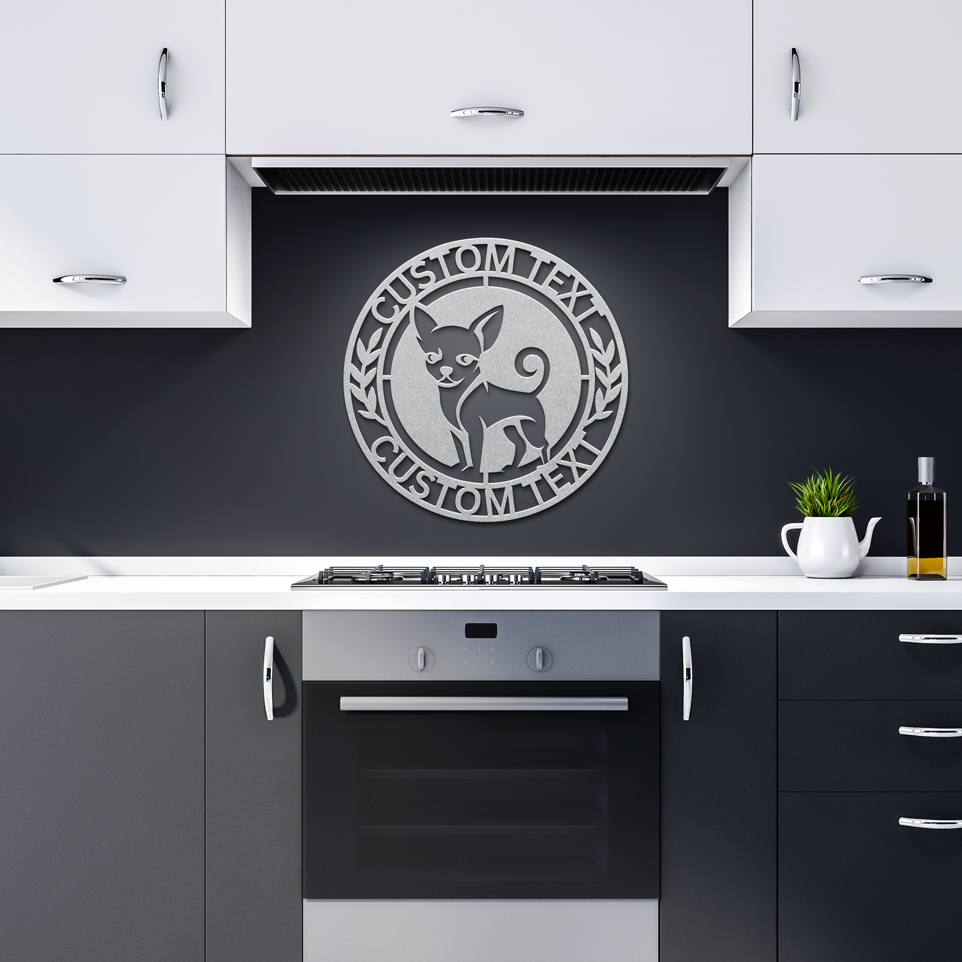 Chihuahua custom metal wall sign in 5 colors & 6 sizes. Made from durable 18-gauge steel, perfect for indoor or outdoor decor. Stylish, weather-resistant charm.