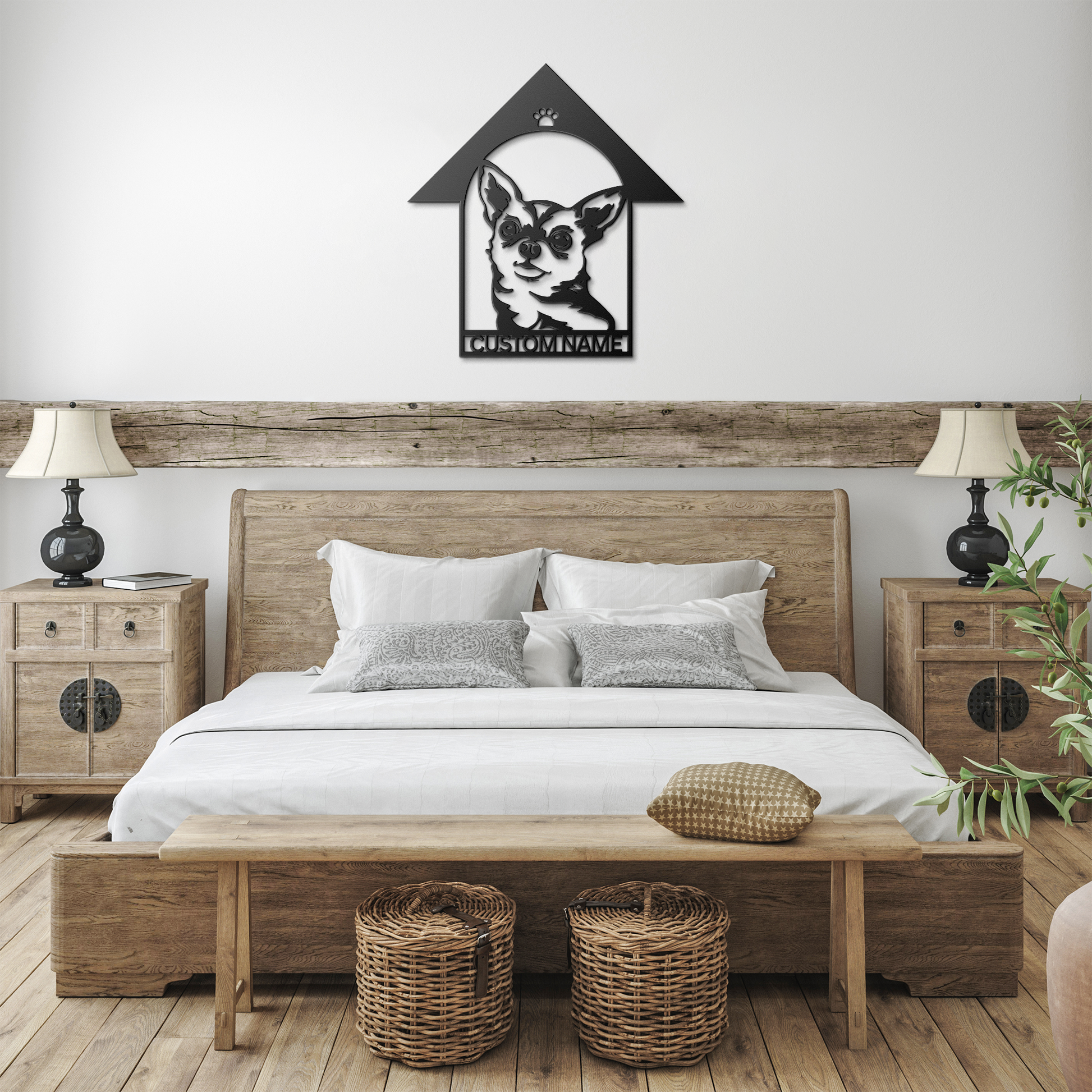 Chihuahua custom metal wall sign in 5 colors & 6 sizes. Made from durable 18-gauge steel, perfect for indoor or outdoor decor. Stylish, weather-resistant charm.