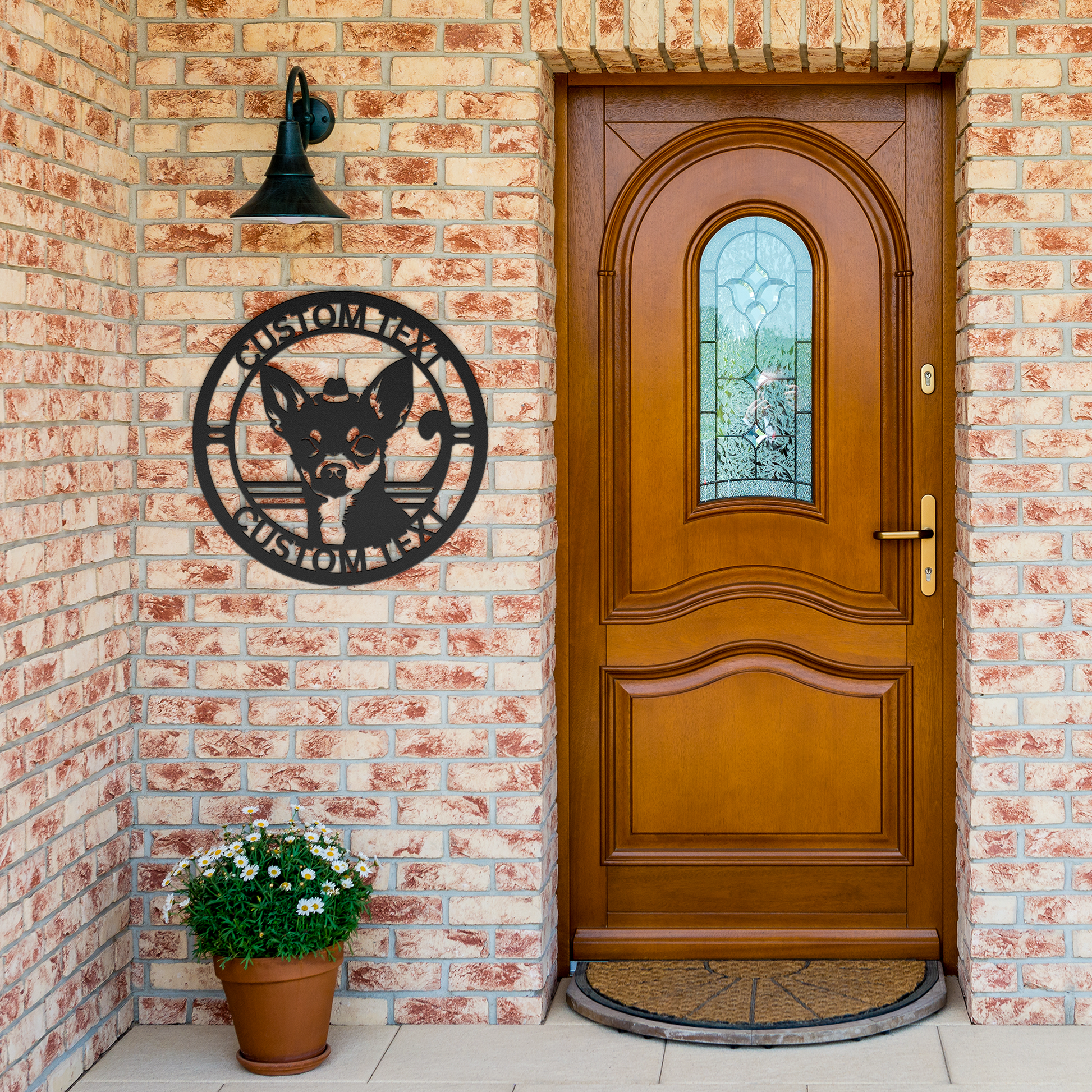 Chihuahua custom metal wall sign in 5 colors & 6 sizes. Made from durable 18-gauge steel, perfect for indoor or outdoor decor. Stylish, weather-resistant charm.