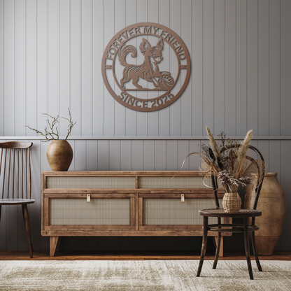 Custom_Metal_Cute_Chihuahua_Wall_Art_-_P_Copper_Rustic_Hallway_Mockup.png