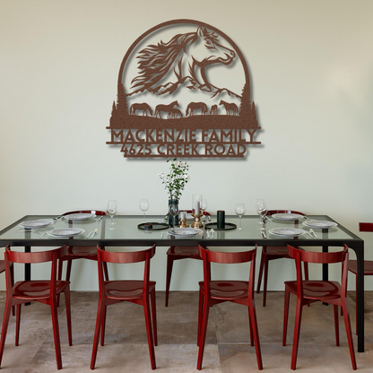 Personalized Metal Horse Wall Art - Rustic Farmhouse Decor, Handcrafted Horse Sculpture in copper Colorsand Sizes