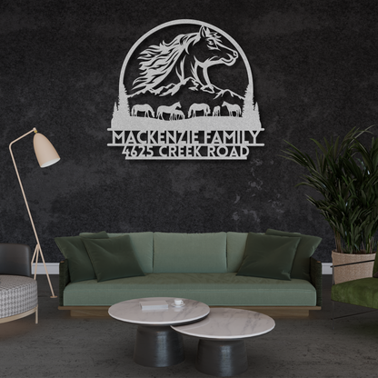 Personalized Metal Horse Wall Art - Rustic Farmhouse Decor, Handcrafted Horse Sculpture in silver Color and Sizes