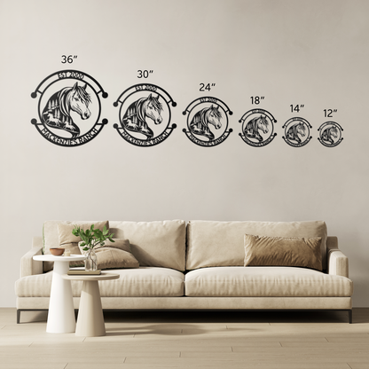 Custom Metal Horse Wall Art - Family Name Sign with House Numbers, Stylish Farmhouse Decor