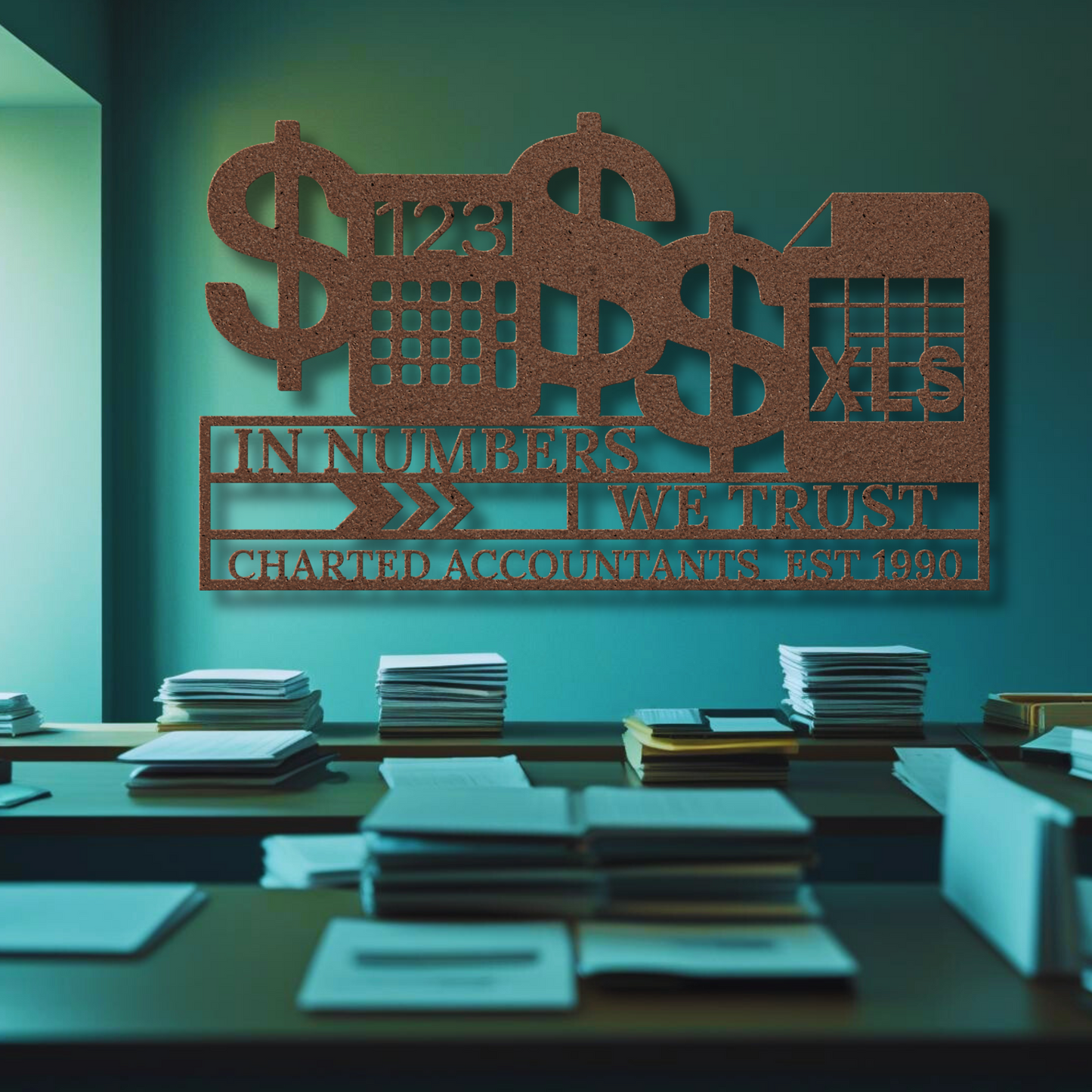 In_Numbers_We_Trust_Accountant_Metal_Wall_Art_Bronze