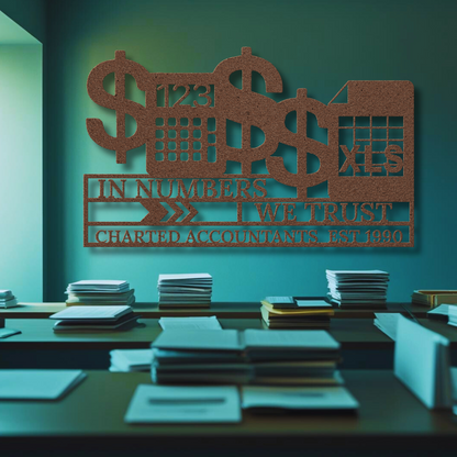 In_Numbers_We_Trust_Accountant_Metal_Wall_Art_Bronze