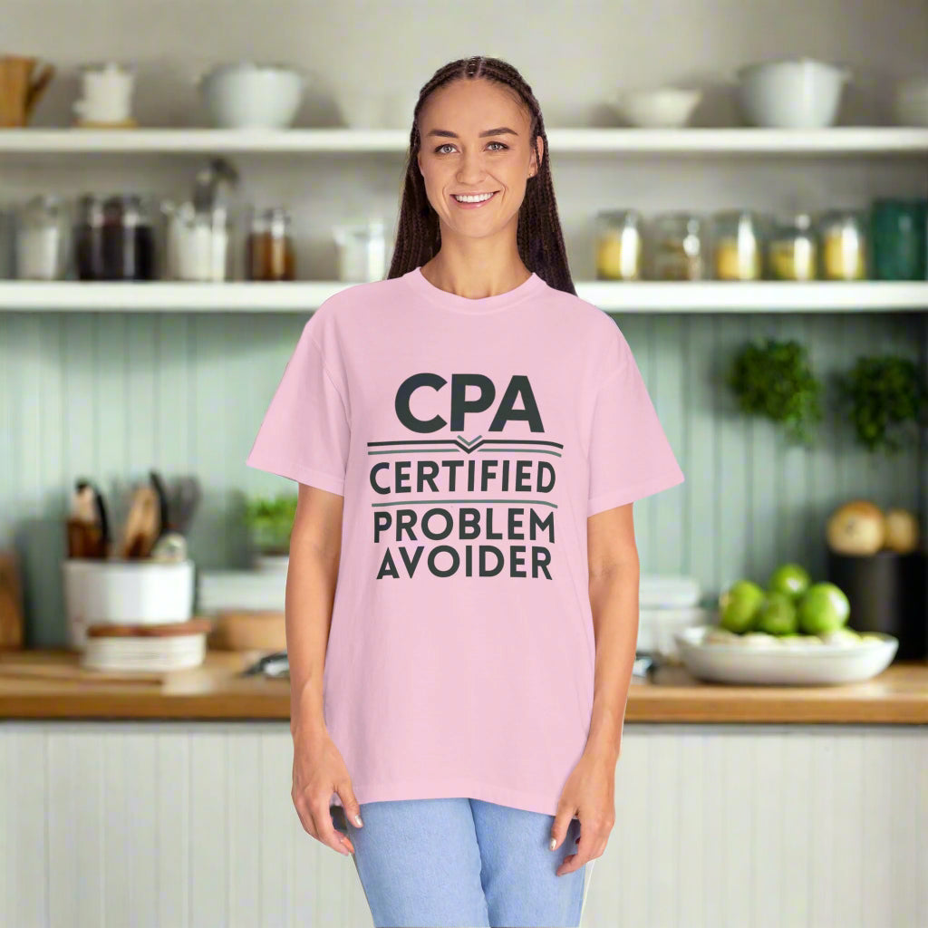 Certified Problem Avoider Unisex Fun T-Shirt for Accountant, Public Certified Accountant.