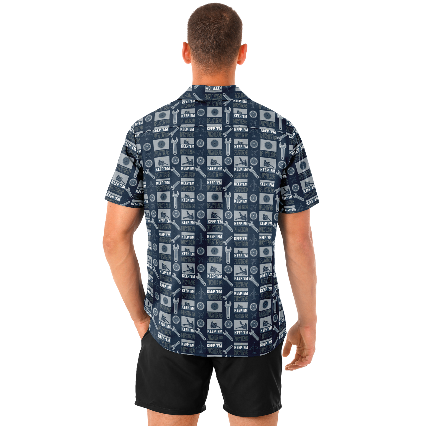 Spread Collar Short Sleeve Keep Them Flying Button-Down Shirt For Aircraft Mechanic