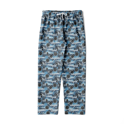 Men's Satin Blue Sky Aircraft Mechanic Pajamas - AOP