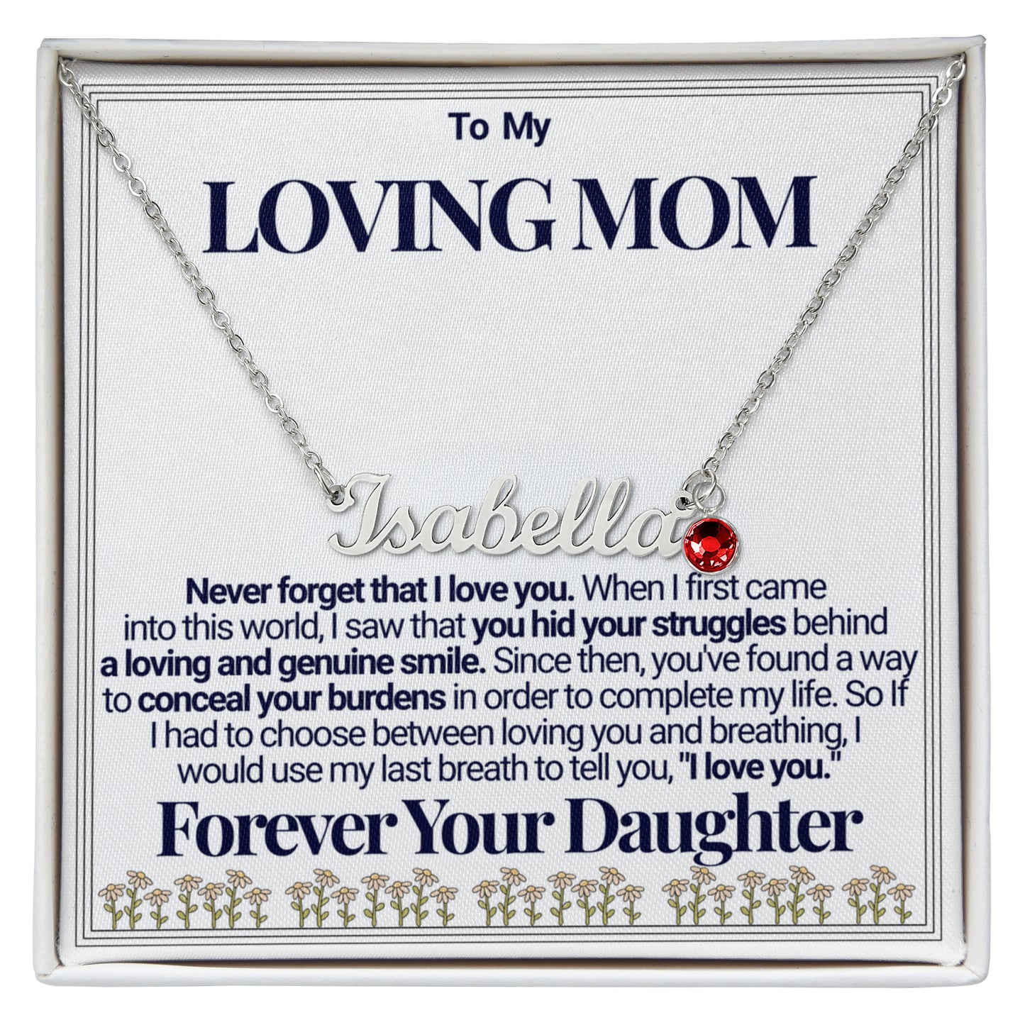 To Mom -  Your Struggles Custom Name Necklace with Birthstone - From Daughter