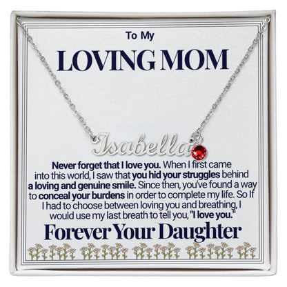 To Mom -  Your Struggles Custom Name Necklace with Birthstone - From Daughter