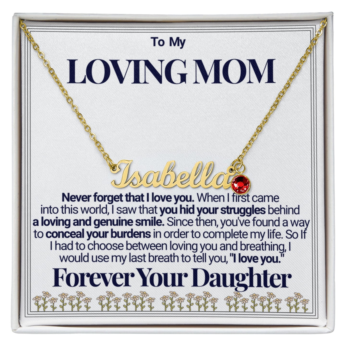 To Mom -  Your Struggles Custom Name Necklace with Birthstone - From Daughter