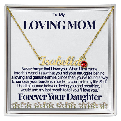 To Mom -  Your Struggles Custom Name Necklace with Birthstone - From Daughter