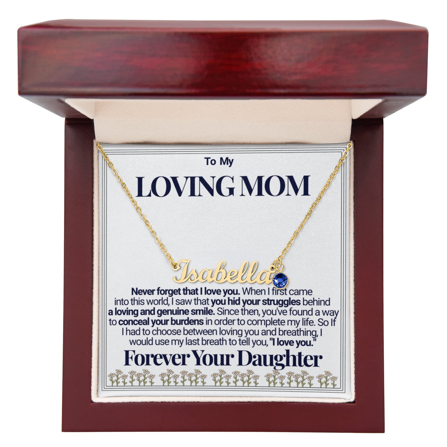 To Mom -  Your Struggles Custom Name Necklace with Birthstone - From Daughter