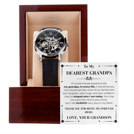My Grandpa In Every Life  Openwork Watch From Grandson To  Grandpa