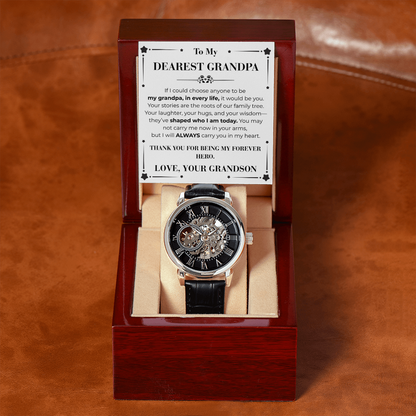 My Grandpa In Every Life  Openwork Watch From Grandson To  Grandpa