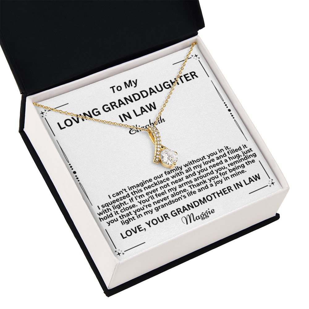 To My Granddaughter In Law I Can't Imagine Our Family Personalised Alluring Beauty Necklace From Garndmother In Law