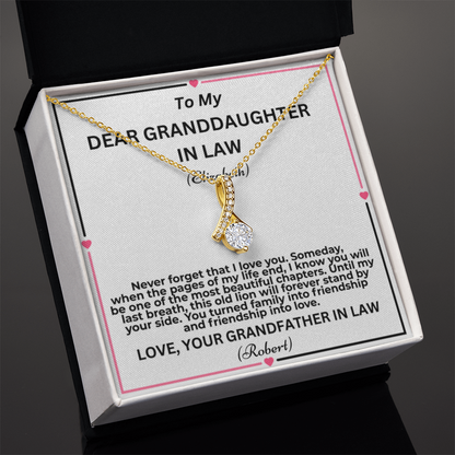 To My Granddaughter In Law Pages Of My Life Personalised Alluring Beauty Necklace From Garndfather In Law